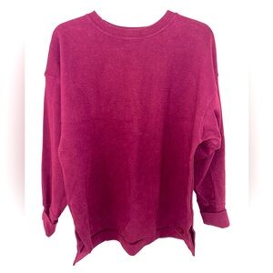 North‎ Face maroon crewneck lightweight sweatshirt rollover sleeve sz Large